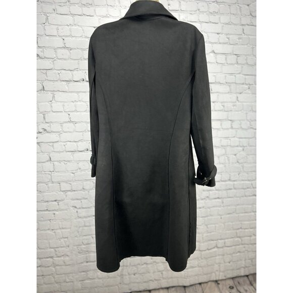 Yaly Couture Black 5 Button Collared Long Sleeve Over Coat Jacket Size Medium M - Picture 2 of 11